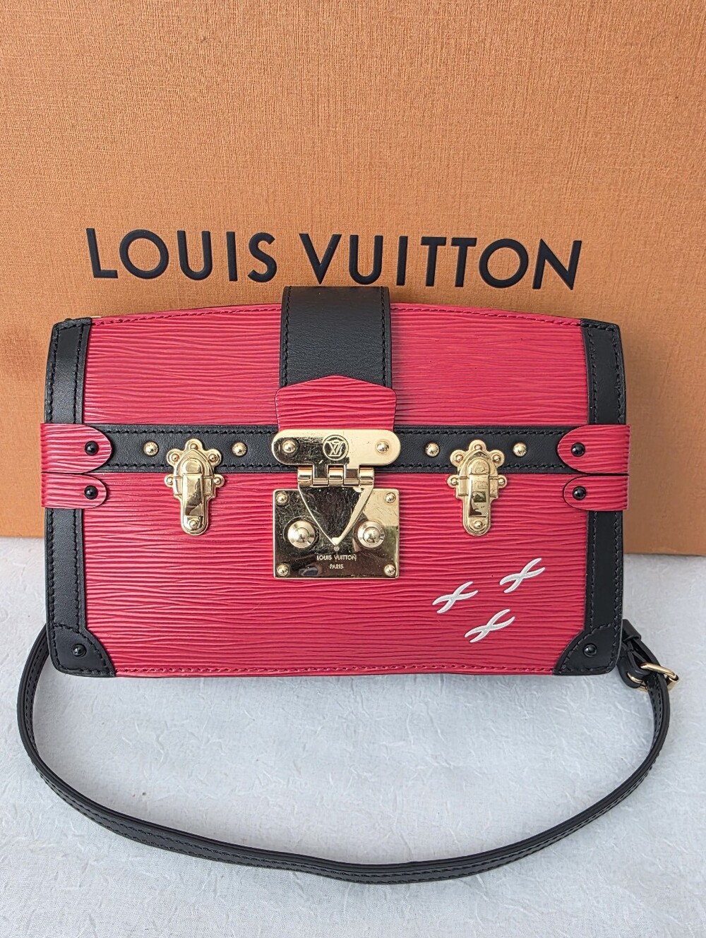 Auth Louis Vuitton Trunk Epi Leather Clutch Crossbody Bag